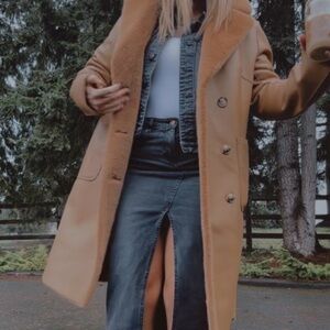 Stylish Tan Coat with Button Details
